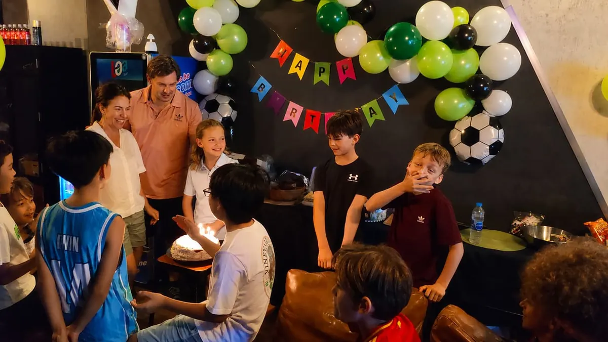Soccer-themed birthday party celebration at Total VR